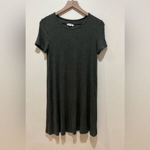 Madewell Pine Dark Green Ribbed Casual Short Sleeve Dress - Women’s Size Small